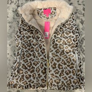 Lily Pulitzer Leopard Fur Lined Puffer Vest